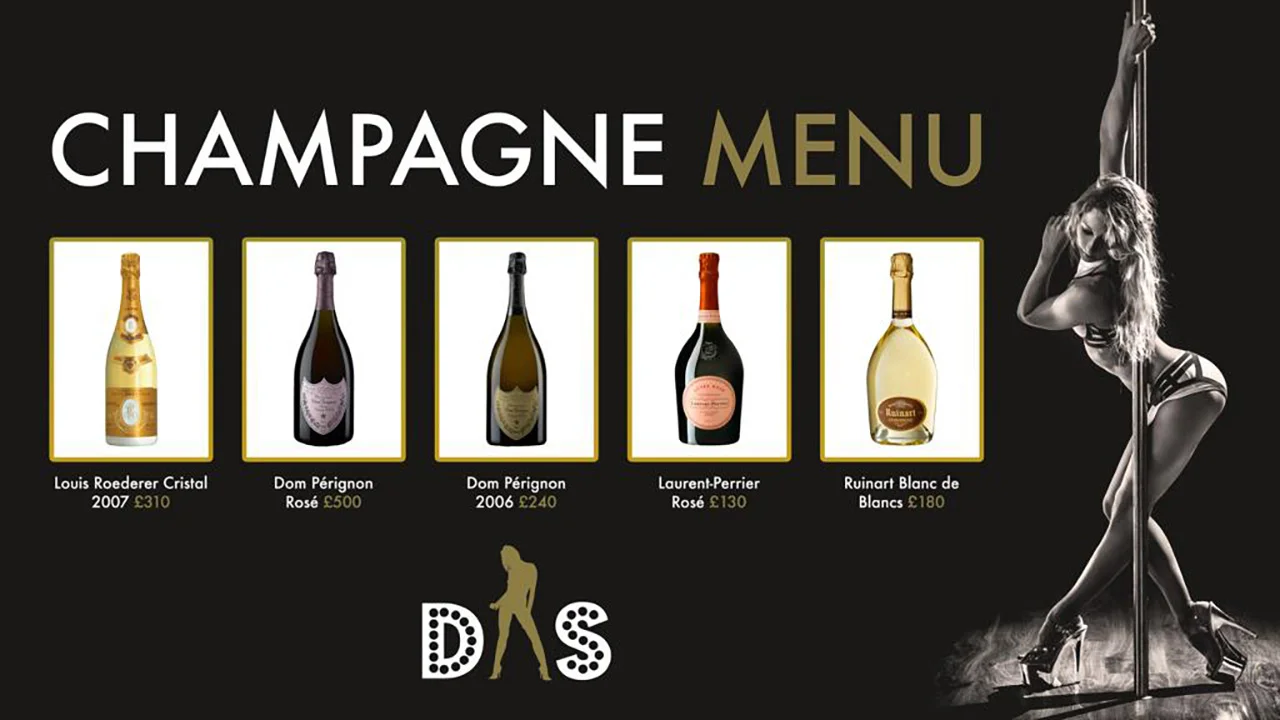 champagne menu diamonds strings